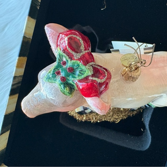 2014 Mackenzie Childs Pig in Boots Glass Holiday Ornament w/Box! - Picture 5 of 9